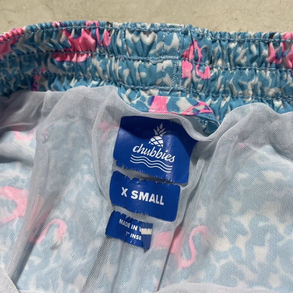 Chubbies Swim Shorts Men's Size SZ XS Pink Flamingos Lined Swim Trunks
